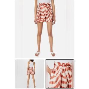 Banana Republic Rust Orange/ brown Beige Belted Linen Shorts Size 10